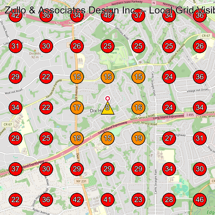 Zullo & Associates Design Inc. GeoGrid visibility map for Landscape Designer in Huntington